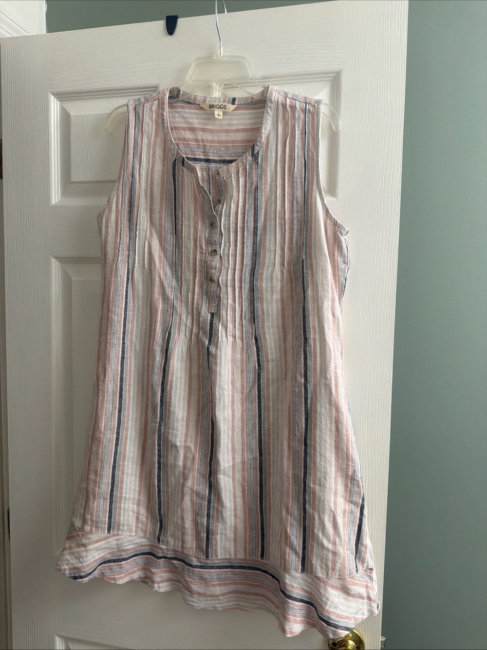 Briggs New York Striped Sleeveless Tunic - Pink, Navy & White